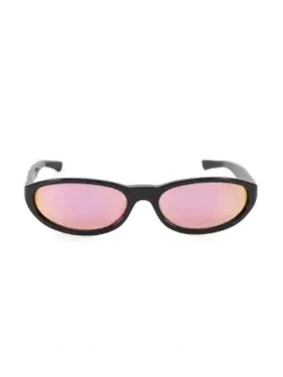 Balenciaga 59mm Rectangular Narrow Sunglasses In Black/violet Mirror