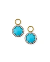 JUDE FRANCES PROVENCE 18K ROUND EARRING CHARMS W/ PAVE, TURQUOISE,PROD218350101