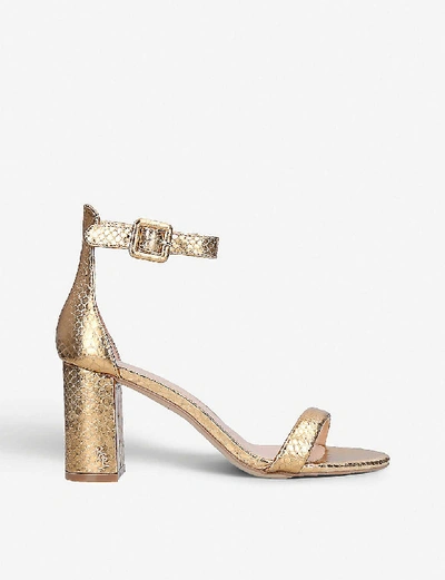 Kurt Geiger Langley Metallic Crocodile-embossed Leather Sandals In Gold