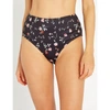 GANNI JACKSON FLORAL-PRINT HIGH-RISE BIKINI BOTTOMS