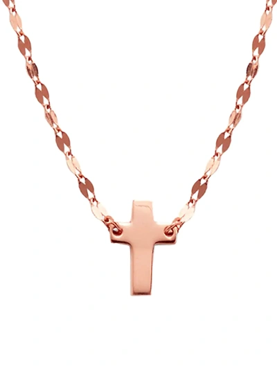 Lana Jewelry 14k Rose Gold Mini Cross Pendant Necklace