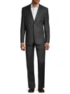 VERSACE MODERN-FIT CLASSIC TEXTURED WOOL SUIT,0400099386747