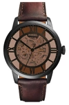 FOSSIL 'TOWNSMAN' AUTOMATIC LEATHER STRAP WATCH, 44MM,ME3098