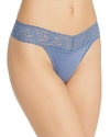 Hanky Panky Cotton With A Conscience Original-rise Thong In Washed Indigo