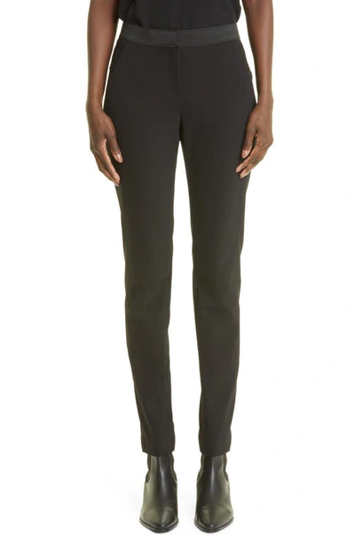 Lafayette 148 Tribeca Acclaimed Stretch Pintucked Skinny-leg Pants In Black