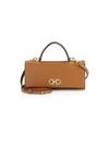 Ferragamo Mini Gancini Leather Top Handle Bag In Brown