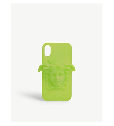 Versace Medusa Logo Silicone Iphone X Case In Neon Green