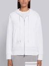 THOM BROWNE WHITE CLASSIC LOOPBACK COTTON CENTER BACK STRIPE ZIP-UP HOODIE,FJT051A0337713253404