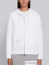 Thom Browne White Classic Loopback Cotton Center Back Stripe Zip-up Hoodie In White