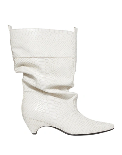 Stella Mccartney White Snakeskin Print Boots