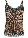 Dolce & Gabbana Leopard Print Silk Cami Top In Brown