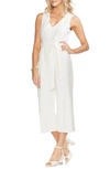 Vince Camuto Belted Cropped Jumpsuit In New Ivory