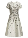 TERI JON BY RICKIE FREEMAN Floral Jacquard A-Line Dress
