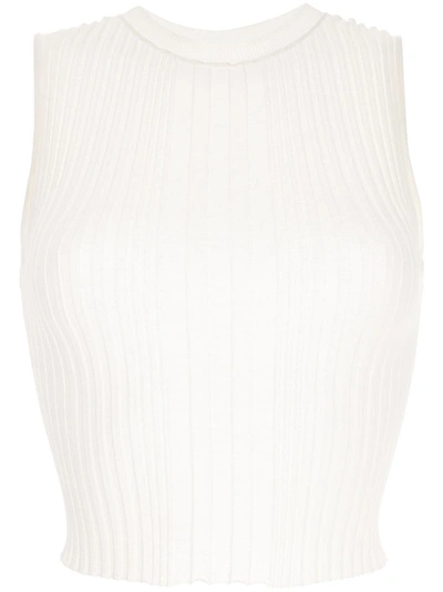 Dion Lee Sheer Pleated Tank Top In White