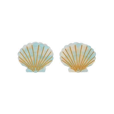 Valet Studio Set Of 2 Ursula Shell Hair Clips In Mint