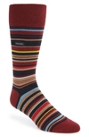 Calvin Klein Barcode Multistripe Socks In Burgundy