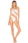 Norma Kamali Snake One-shoulder Mesh-paneled Swimsuit In White