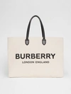 BURBERRY Logo Detail Cotton Blend Tote
