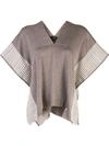Voz Stripe Edge Poncho In Brown
