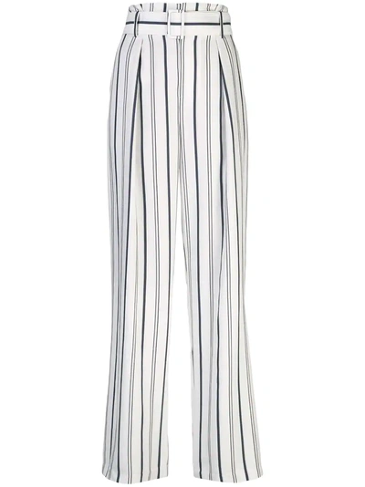 Vince Dobby Stripe Belted Trousers In Off White