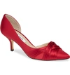 Nina Blakely Half D'orsay Pointy Toe Pump In Crimson Satin