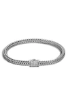 John Hardy Classic Chain Sterling Silver Extra Small Bracelet With Diamond Pave