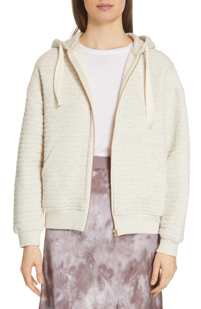 Atm Anthony Thomas Melillo Quilted Zip-front Hoodie In Heather Oatmeal