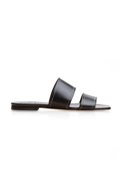 Aeyde Mattea Square-toed Leather Slides In Black