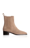 AEYDE NEIL STACK-HEELED SUEDE BOOTIES,731205