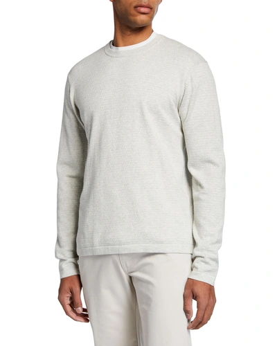 Neiman Marcus Men's Mini-cable Cotton Crewneck Sweater
