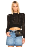 ALEXA CHUNG ALEXACHUNG CROPPED CREW NECK jumper IN BLACK,AUNF-WK8