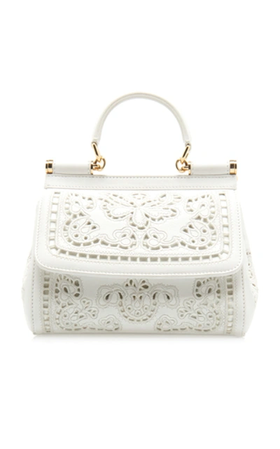 Dolce & Gabbana Small Sicily Bag In Intaglio Nappa Leather In White