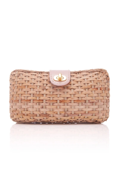 Kayu Crete Wicker Clutch In Neutral