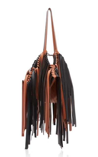 Loewe Cocotte Fringed Leather Shoulder Bag In Brown