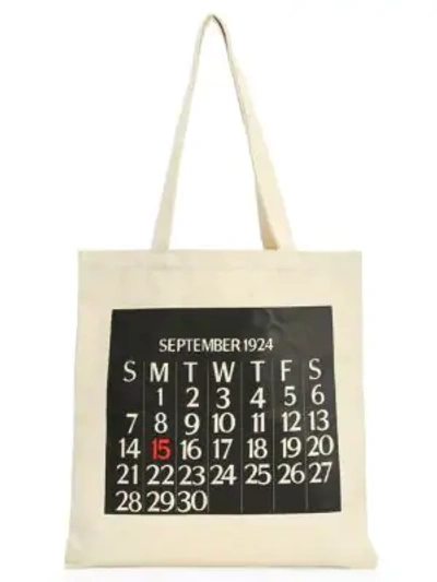 Saks Fifth Avenue Calendar Canvas Tote Bag In White