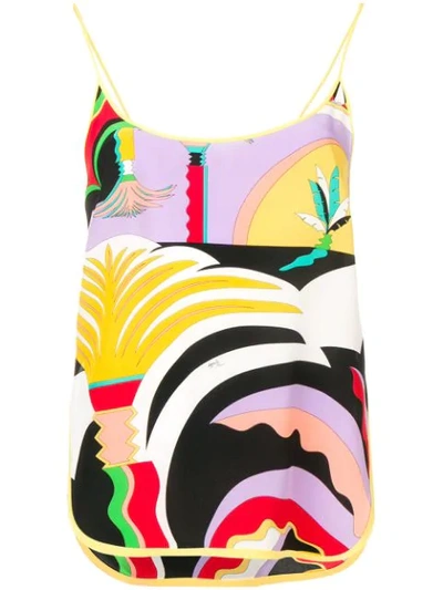 Emilio Pucci La Villa Print Silk Cami Top In Black