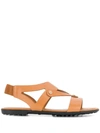 Tod's Studded Flat Sandals In Brown