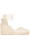 Castaã±er Canvas Wedge Espadrilles With Raffia Heel In Neutrals