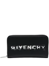 GIVENCHY BLACK FADED BRANDING PRINT LEATHER WALLET