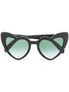 Saint Laurent Lou Lou Heart Shaped Black Sunglasses In Black