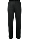 ISSEY MIYAKE PLEATS PLEASE BY ISSEY MIYAKE CROPPED TAPERED TROUSERS - BLACK
