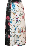 MAJE PLEATED FLORAL-PRINT CREPE DE CHINE MIDI SKIRT