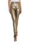 SAINT LAURENT GOLD-TONE LAMINATED JEANS,10828575