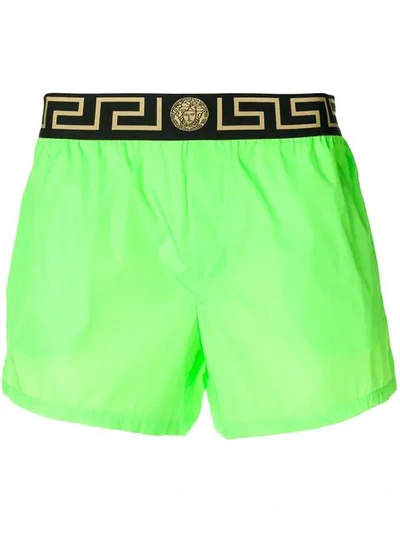 Versace Logo Waist Swim Shorts In A86g Green