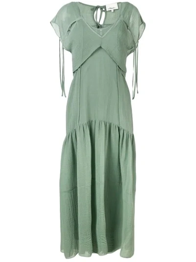 3.1 Phillip Lim / フィリップ リム Layered Crinkled Cotton And Silk-blend Maxi Dress In Green