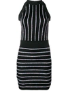 BALMAIN CONTRASTING EMBROIDERED STRIPES DRESS