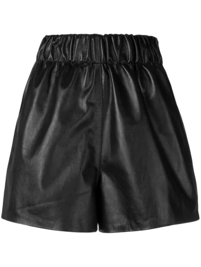 Manokhi Elasticated Leather Shorts In Yellow