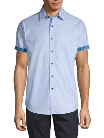 Robert Graham Equinox Tone-on-tone Short-sleeve Shirt In Light Blue