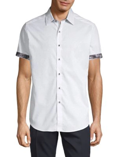Robert Graham Equinox Tone-on-tone Short-sleeve Shirt In White