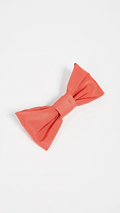 Jennifer Behr Silke Faille Bow Barrette In Electric Coral